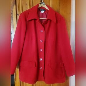 Harvé Benard Red Whool Lama Lined Women's Coat